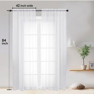 NWT White Sheer Curtains 84 inches Long 2 Panels Each 42" W x 84" L